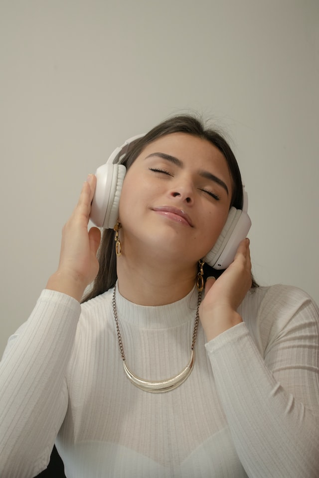 woman listening music